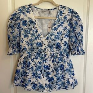 New York & Company Floral V-Neck Blouse